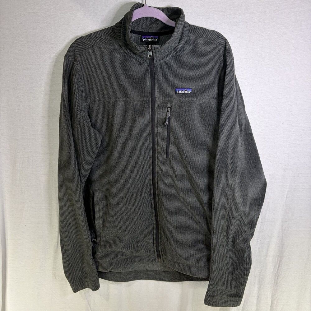 Patagonia Fleece Mens Large Gray Oakes Full Zip Outdoors Jumper Jacket Hiking